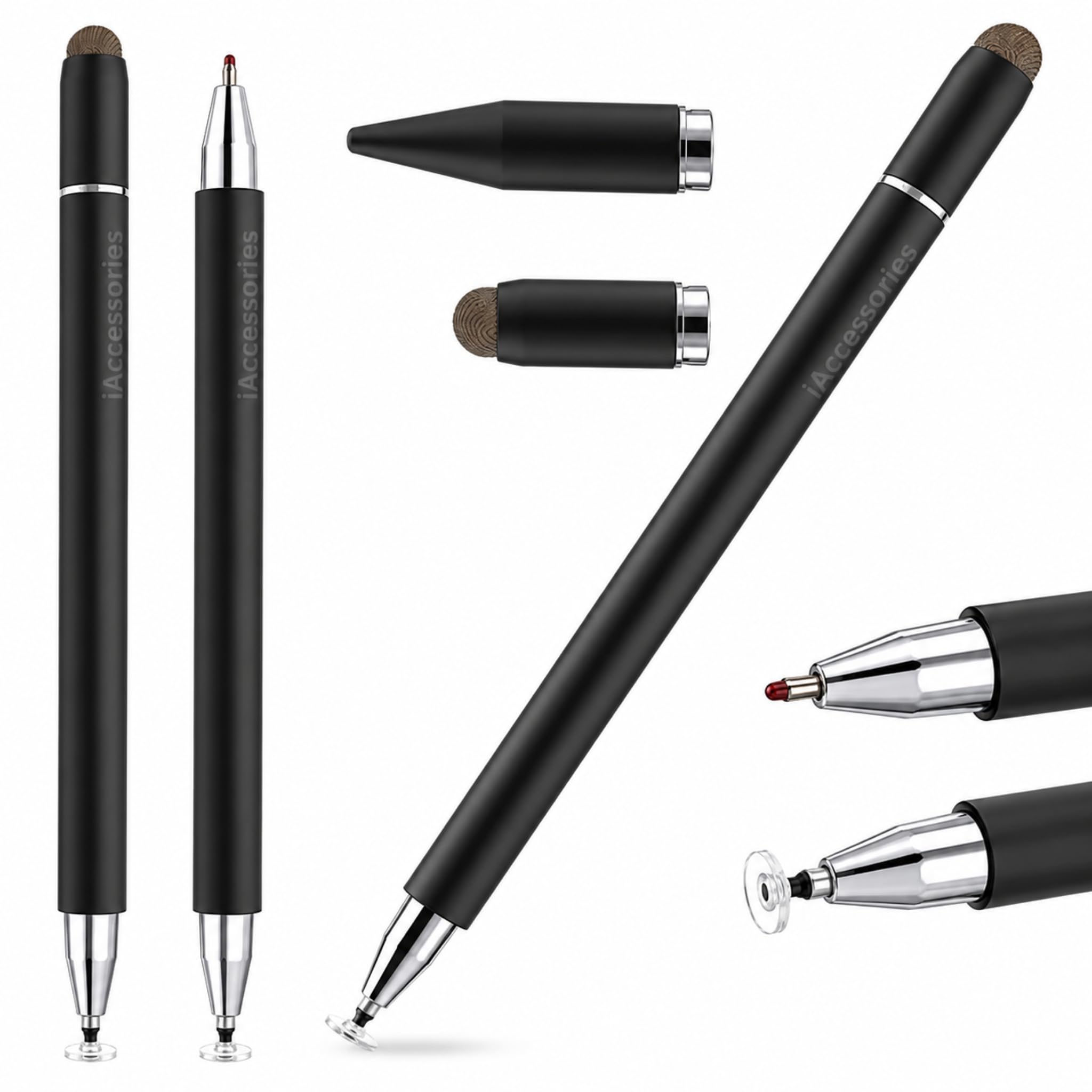 3-in-1 Stylus with Ball Point Pen Magnetic Metal Body Compatible with All Touch Screen Devices Mobile Phones Android Tablet iOS Windows Smartphones - Black-image-31