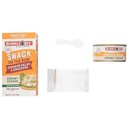 Vista 27 de Bumble Bee Snack On The Run - Kit de ensalada de pollo con galletas saladas, 3.5 onzas, lista para comer, cuchara incluida, aperitivo proteico