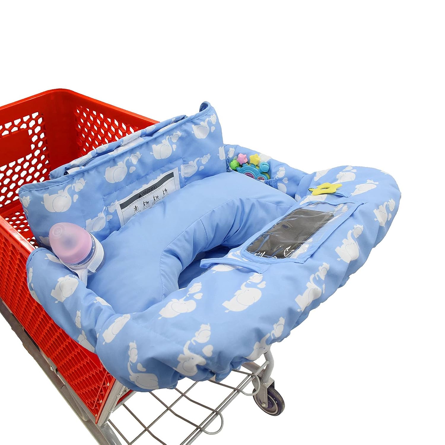 Baby Shopping Cart Cover with Pillow&2-in-1 High Chair Cover~Blue Elephant : Baby