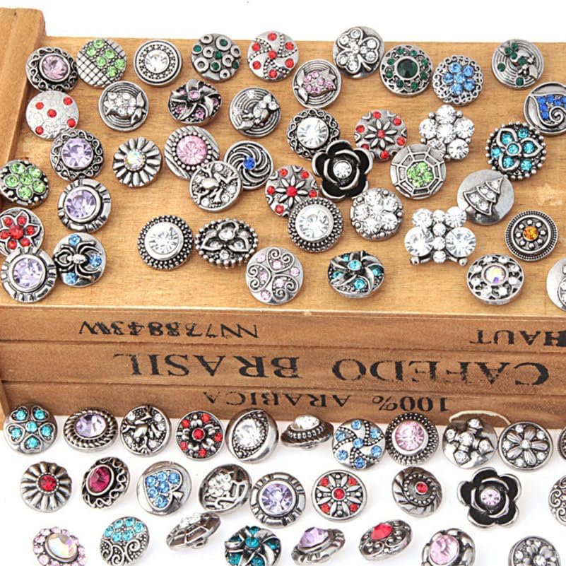 Gemstone Inlay Snap Buttons Mixed Style 0.47In Jewelry Charms for DIY Crafts Costume Decoration Sewing Accessories - Image 2