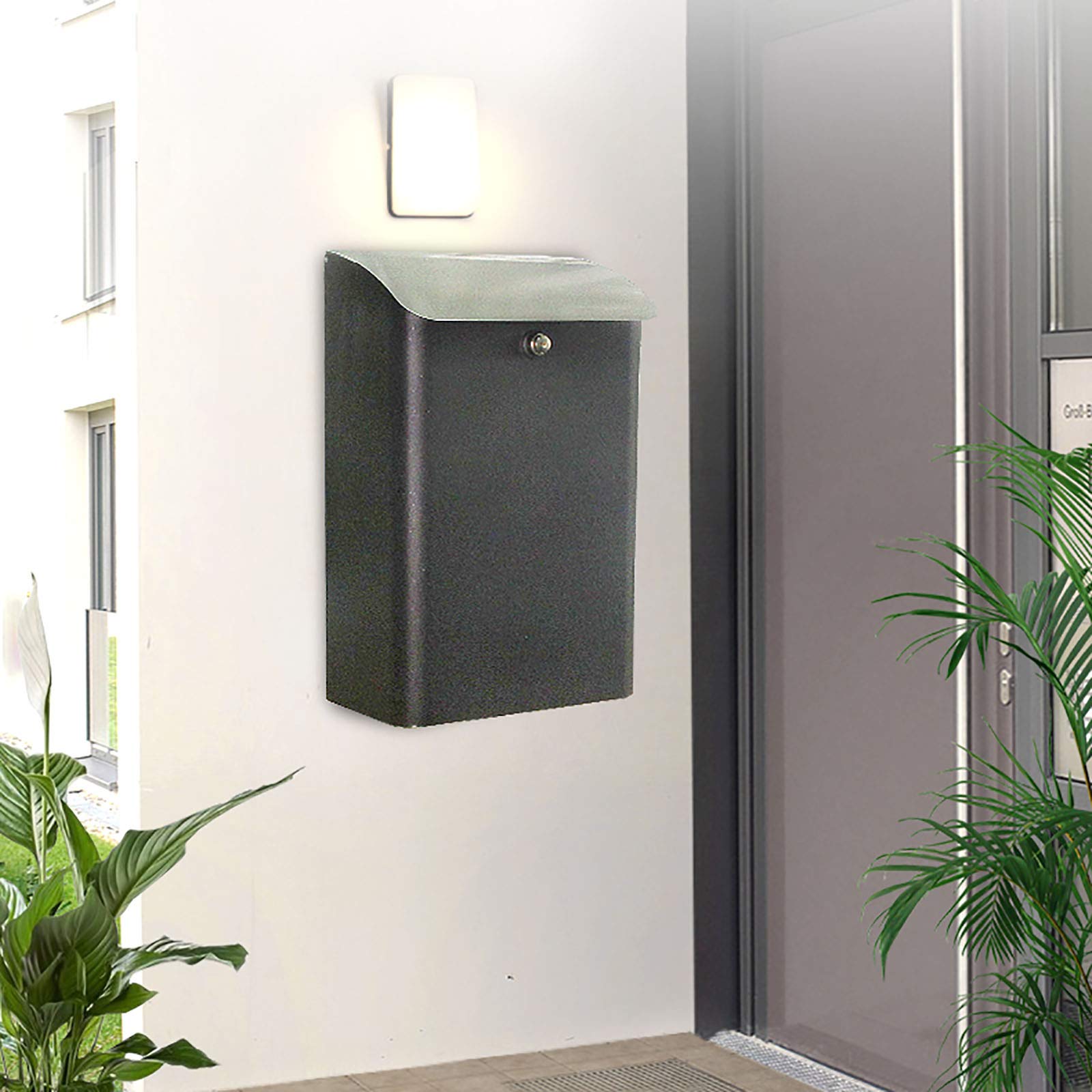 VEVOR Boîte Aux Lettres Encastrable Mur 320x158x430 Mm Serrure à Code Gris Foncé