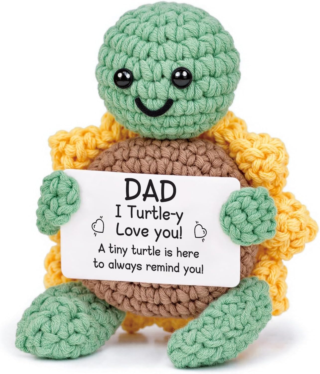 Bafiwu Funny Positive Gifts for Fathers Day, Inspirational Gifts for Birthday Fathers Day from Daughter and Son, Emotional Support Handmade Crochet Turtle Gift for Dad Christmas Home Decor (Dad)