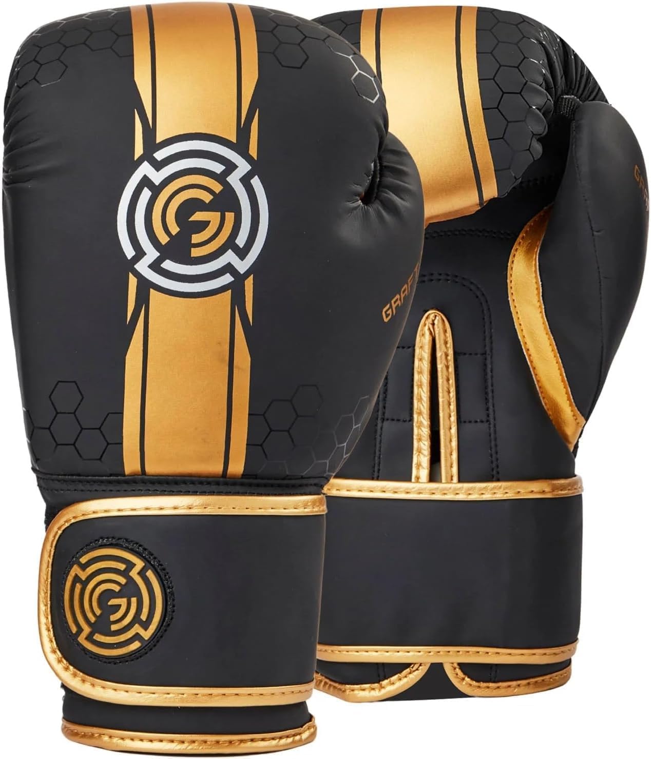 MAXSTRENGTH Elite Boxing Gloves for Men, Women & Kids – Pro Training Gloves for Fitness, Bag Workouts, Sparring & Martial Arts (Black/Gold, 16 oz)