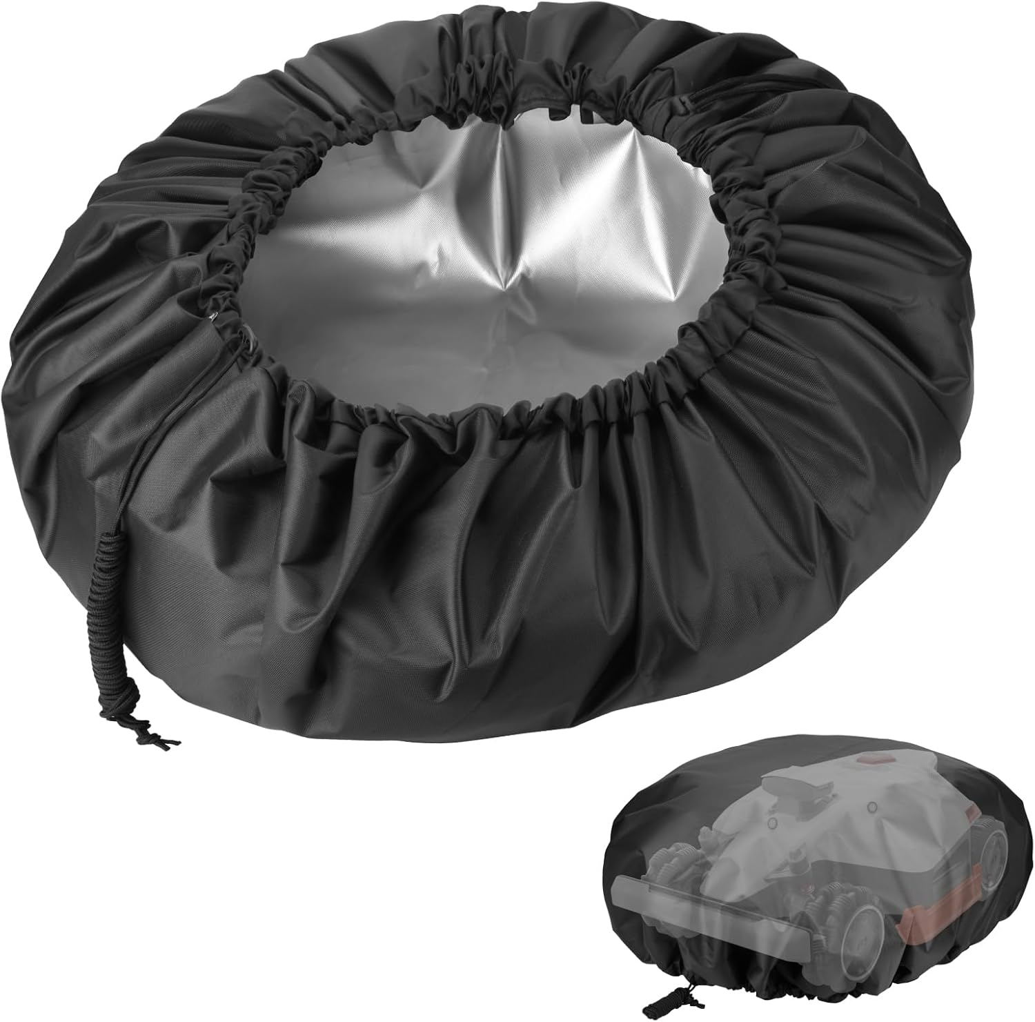 Robot Lawn Mower Cover Wire Free Automatic Robotic Lawnmower Waterproof Protective Cover UV Protection Cover with Drawstring for Smart Mowing Machine in Outdoor Garden Yard