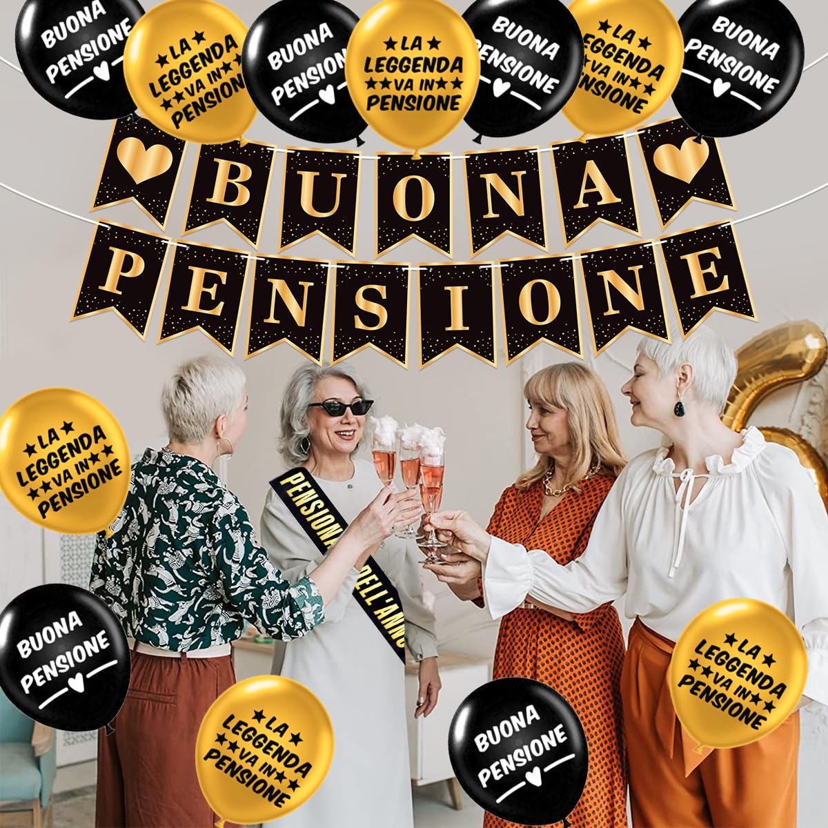 Ghirlanda Decorativa Con Bandiera Glitter Oro "We Will Miss You" Per Feste Di Addio E Pensionamento