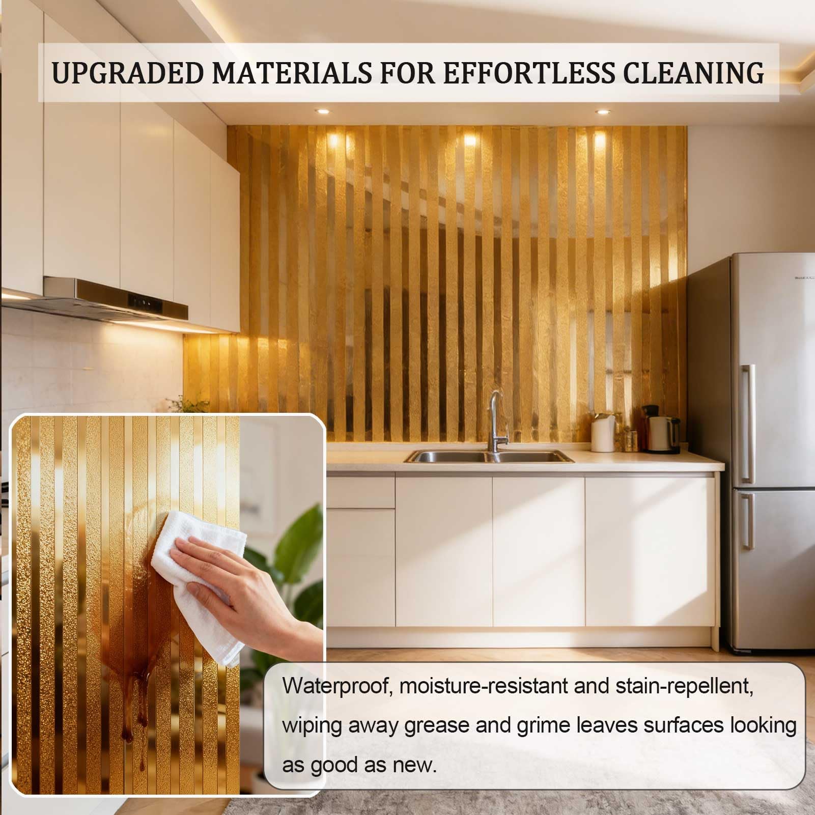 Panel de Pared Autoadhesivo de PVC con diseño de Listones, Papel Tapiz Autoadhesivo Grueso con Efecto Espejo, Paneles de Pared 3D insonorizados, Impermeables para Paredes y techos (60 x 300