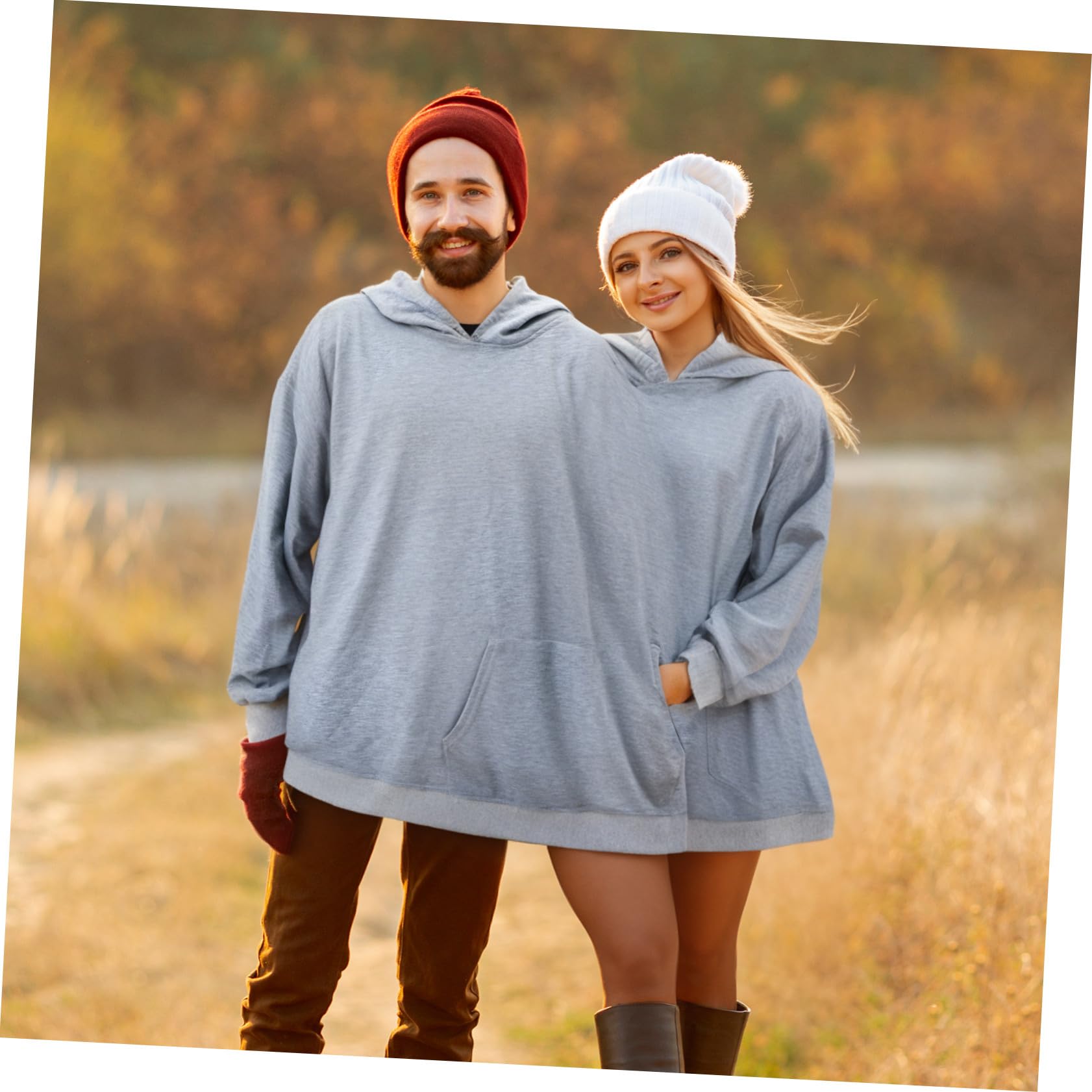 LIFKOME Bluzy Z Kapturem Oversize Dla Par Zabawne Bluzy Z Kapturem Dla Dwóch Osób Dla Par