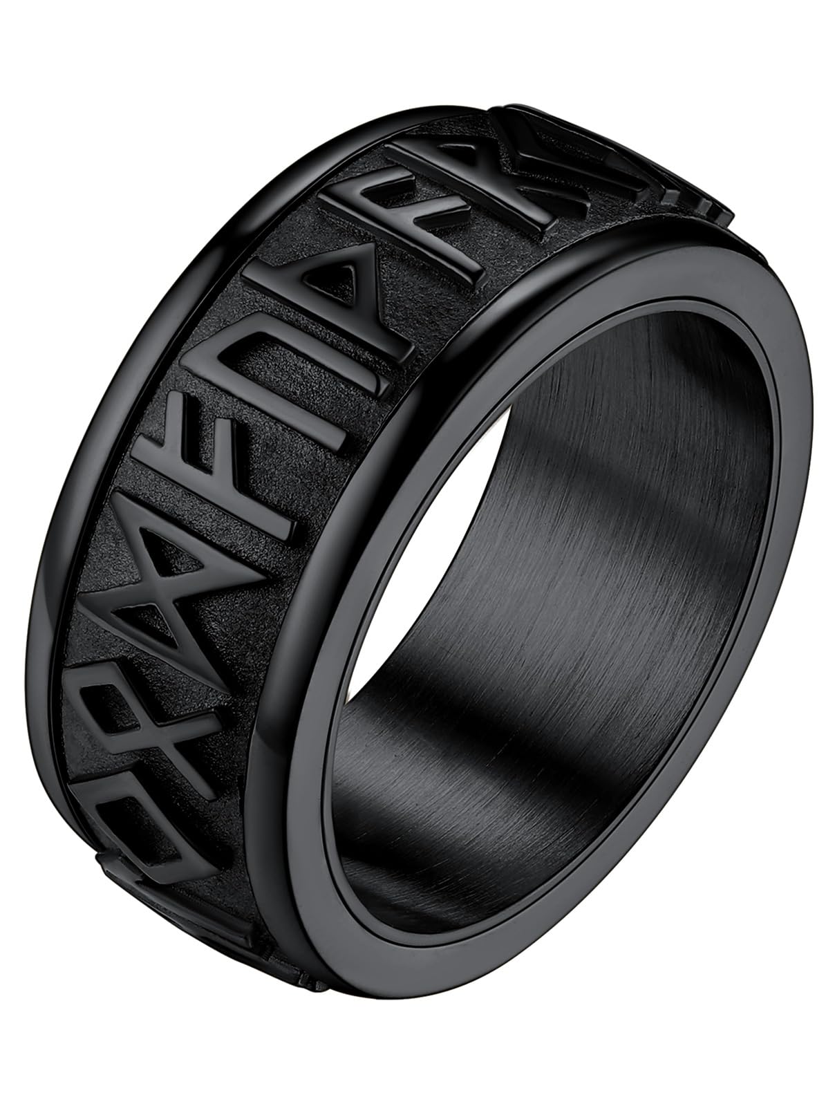 FaithHeart Rune Anello Vichingo Uomo Acciaio Anti-stress Spinner Punk Hiphop Anello Nome Personalizzato Taglia IT 14-32 con Confezione Regalo Compleanno