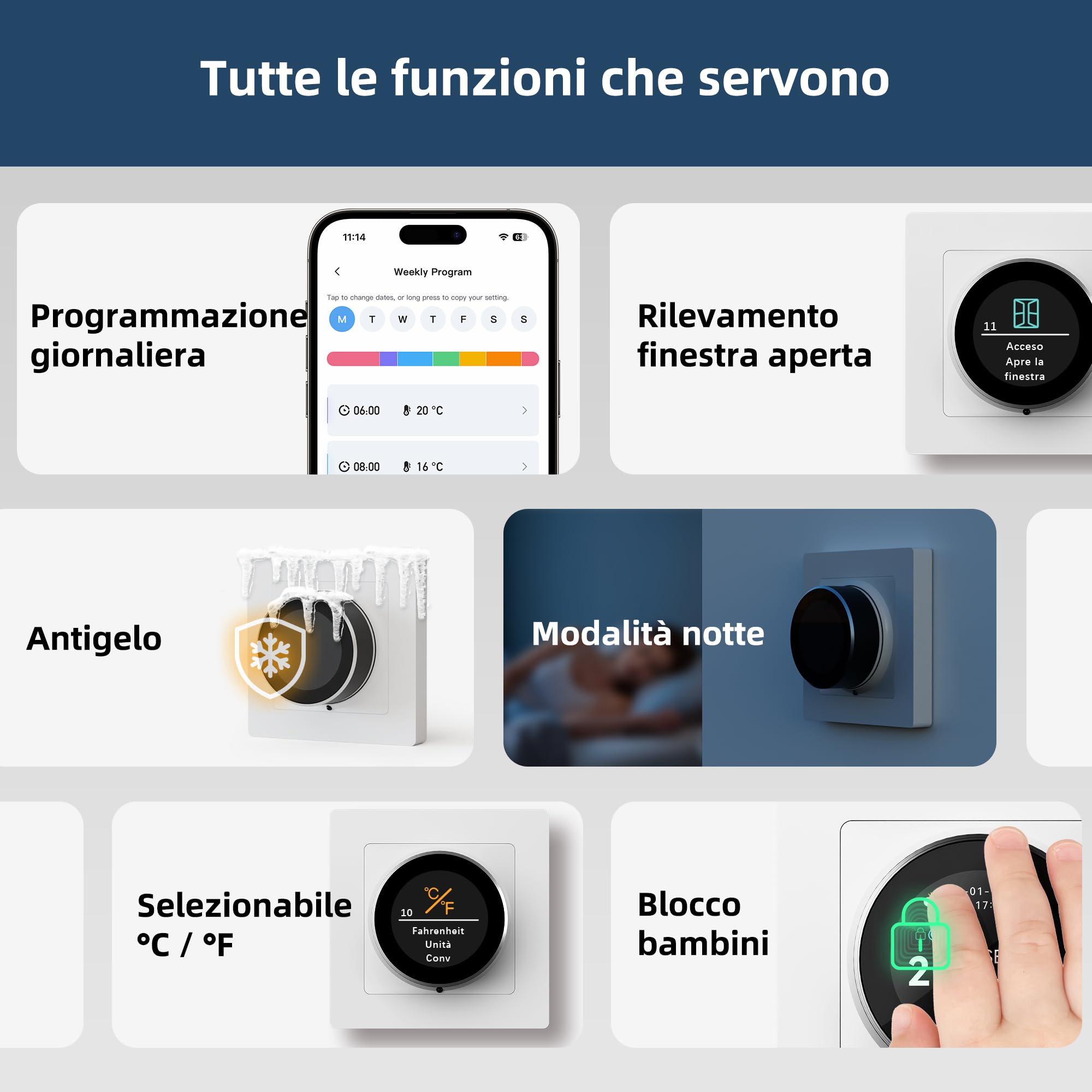 Termostato per caldaia Beok Wi-Fi, programmabile su base giornaliera, con comando vocale compatibile con Google Assistant e Alexa. Adatto a caldaie ad acqua o a gas con contatti a secco, 100-240 V.