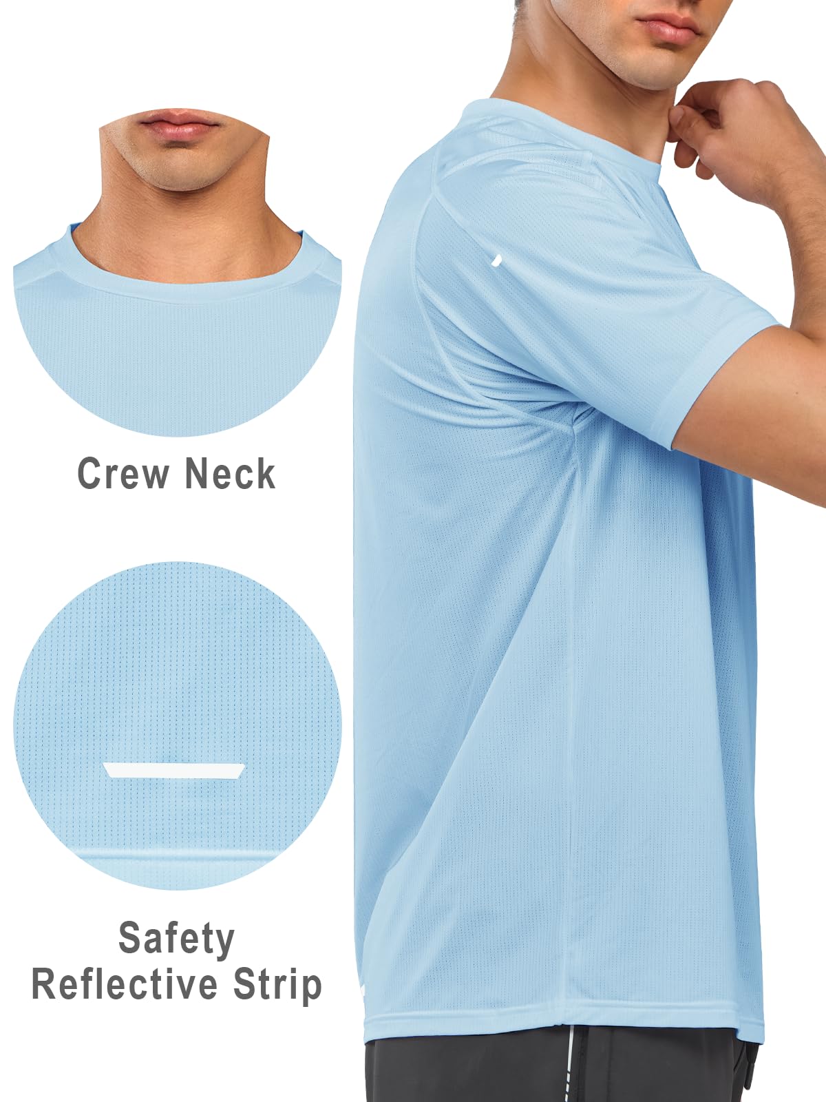 NORTHYARD Camisetas Deportivas para Hombre, de Secado rápido, para Entrenamiento, de Manga Corta, para Deportes, Gimnasio, Ropa Deportiva, Celeste, Large
