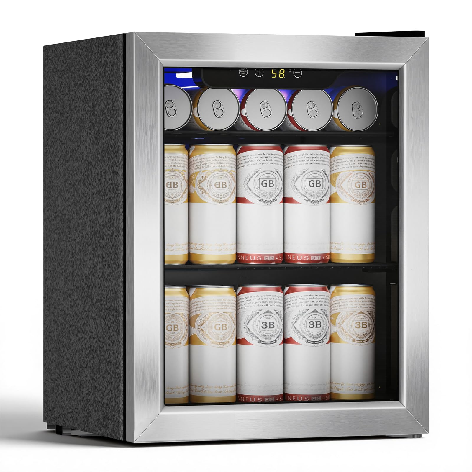 COWSAR 1.7 Cu. Ft Mini Beverage Refrigerator, 68 Cans, 16 Bottles Compact Drink Cooler with Glass Door & Touch Controls for Home, Office Bar | Fridge.com