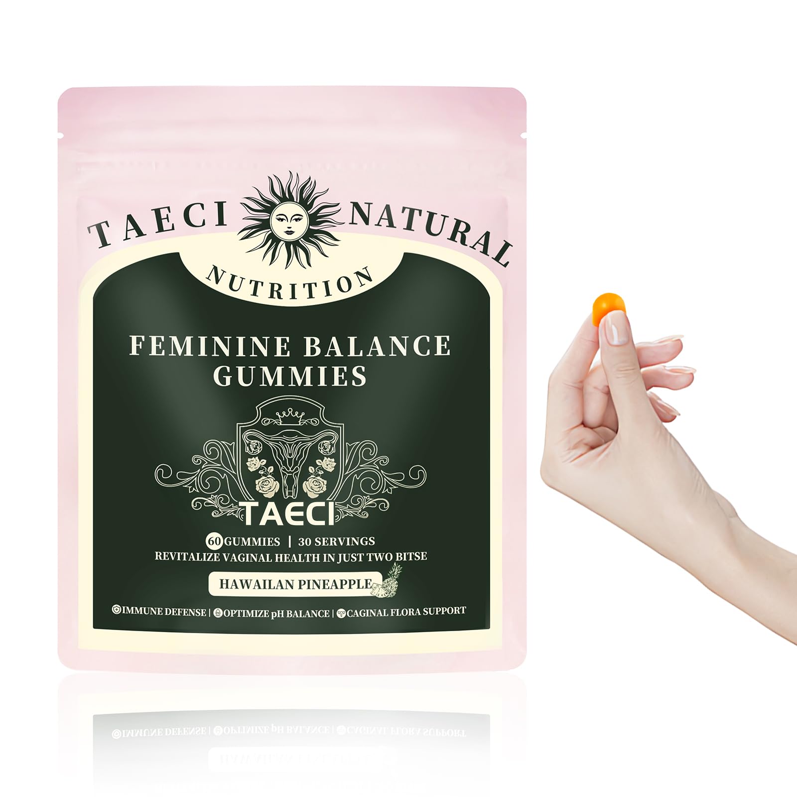 Premium Feminine Balance Gummies for Women – Hawaiian Pineapple Flavor – Supports pH & Daily Wellness – Probiotic Supplement – Vegan, Gluten-Free – 60 Gummies (30 Servings)