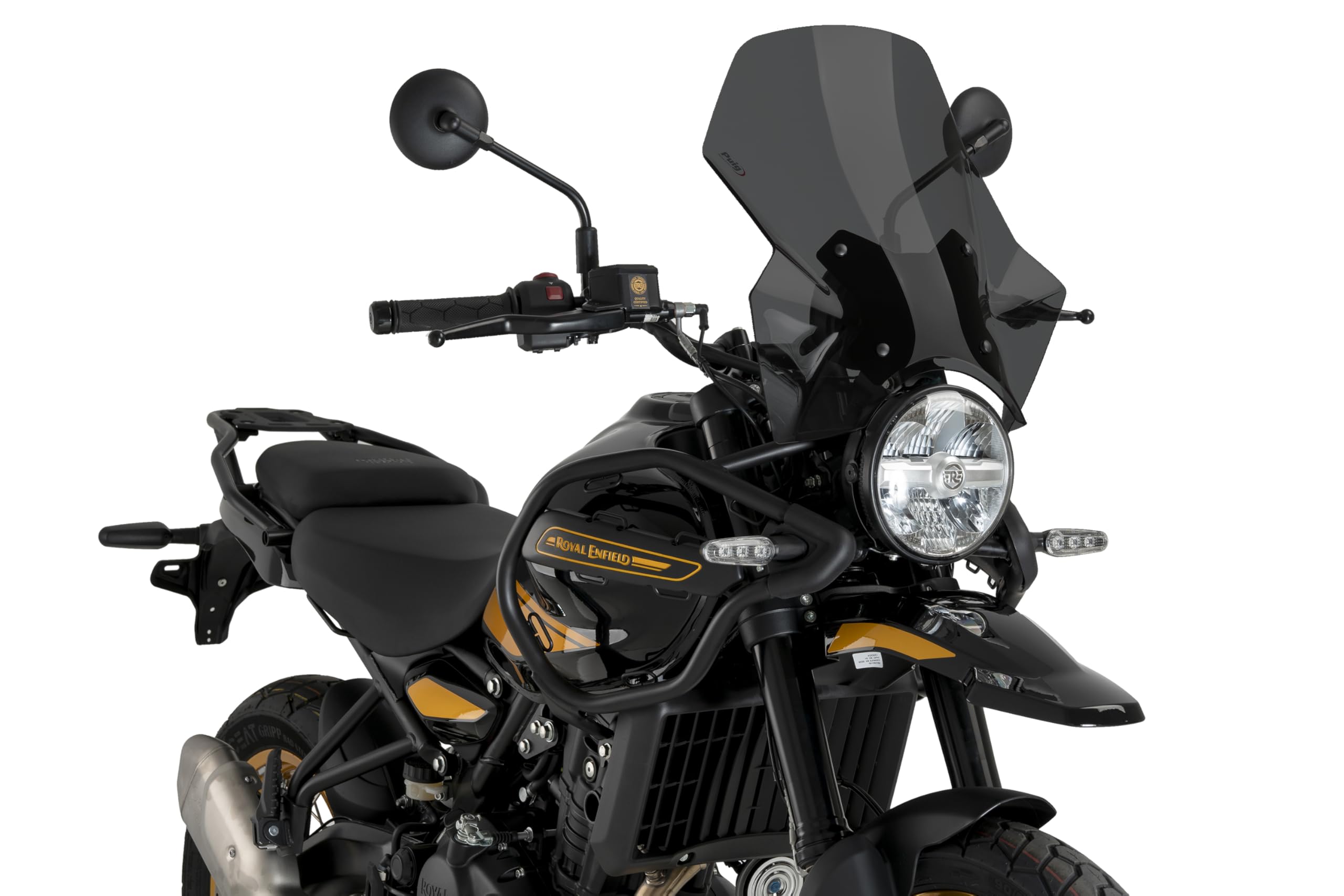 Puig 22113F Adjustable Windshield – Aerodynamic Protection and Innovative Design for Royal Enfield Himalayan 450 2024-2025, Dark smoked