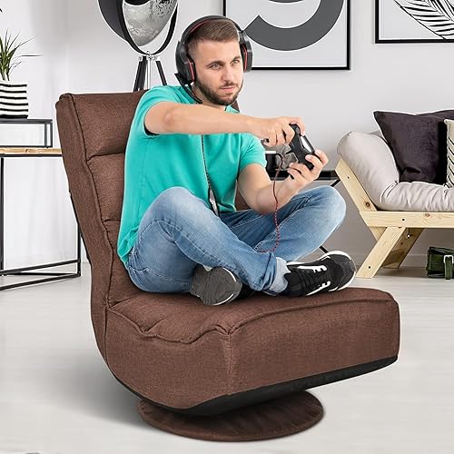 Miniatura 15 de ERGOMASTER Silla plegable reclinable para juegos para el hogar, la oficina y el descanso, lectura con giro de 360 grados, 5 posiciones ajustables,