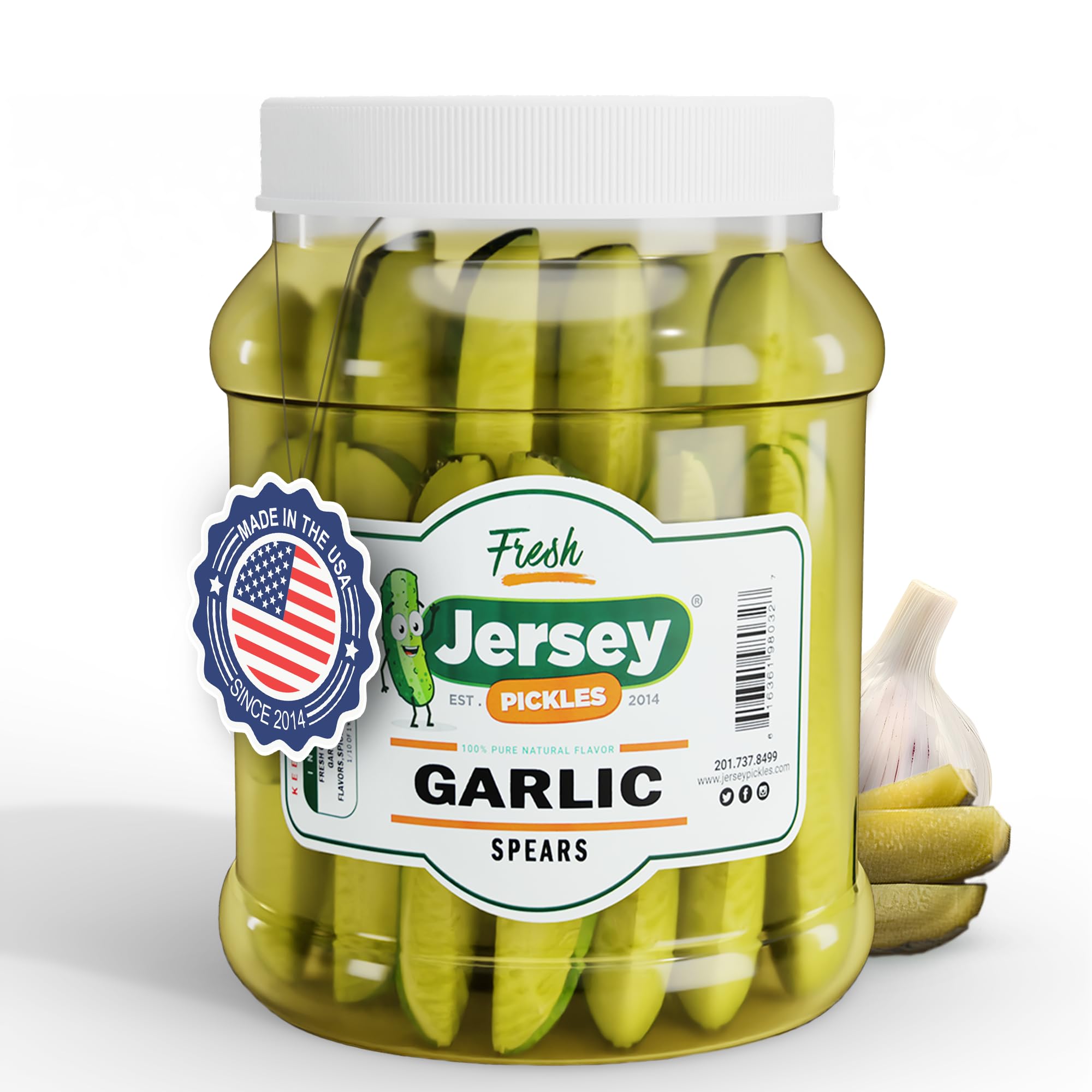 Jersey Pickles - Garlic Dill Spears Fresh (Half Gallon) - Fresh, Keto-Friendly, and Perfect for Snacks, Sandwiches, or Salads – The perfect Pickle Jars Cornichon for Families or Gatherings