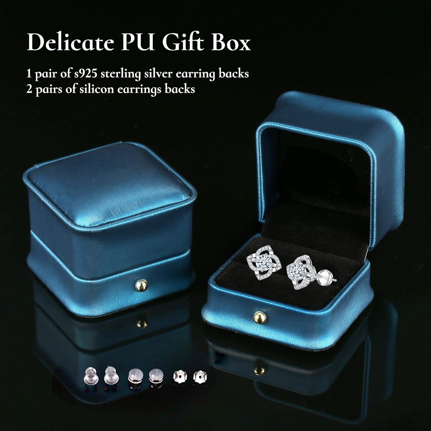 SMILEST 1-2.4ct Moissanite Halo Earrings for Women Men, Princess Cushion Lab Created Moissanite Earrings 925 Sterling Silver Moissanite Earrings for Women Jewelry Birthday Gifts