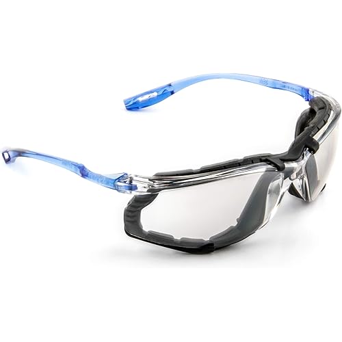 3M Safety Glasses, Virtua CCS, ANSI Z87, Anti-Fog, Indoor/Outdoor Mirrored Lens, Blue Frame, Corded Ear Plug Control System, Removable Foam Gasket