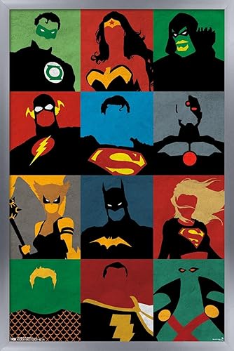 Trends International DC Comics - PĂłster de pared minimalista de la Liga de la Justicia, 22.375 x 34 pulgadas, versiĂłn enmarcada plateada Trends International DC Comics - PĂłster de pared minimalista de la Liga de la Justicia, 22.375 x 34 pulgadas, versiĂłn enmarcada plateada