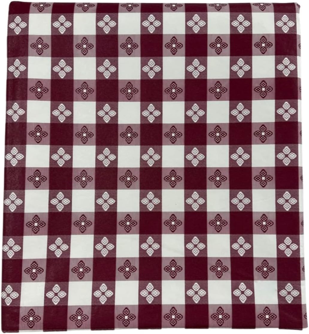 Blue Hill, Maroon, 52"x52"; Classic Tavern Check, Flannel Backed, Vinyl Tablecloth; Made in The U.S.A
