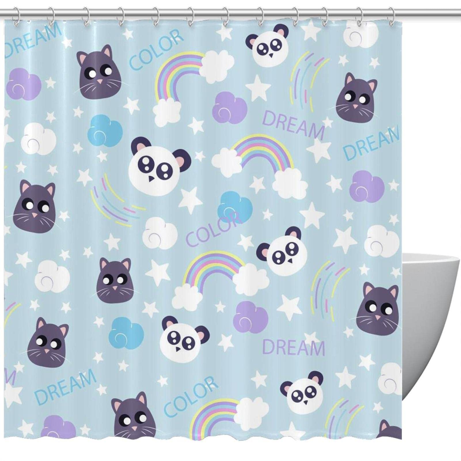 Rideaux de douche à motif d'animaux colorés pour égayer la baignoire