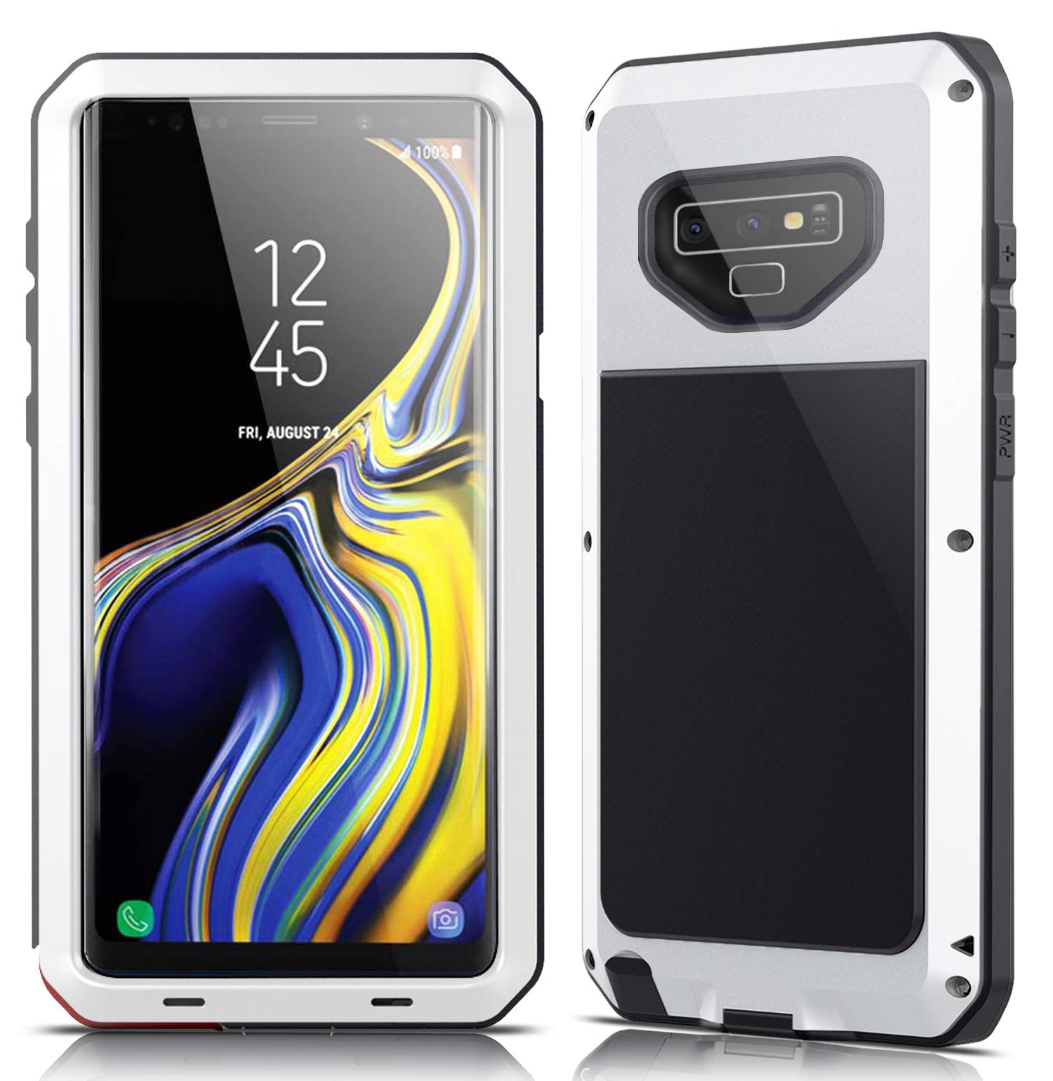 Galaxy Note 9 Case,Lilycase Armor Heavy Duty Hybrid Aluminum Metal Shockproof Military Shockproof Hard Cover for Samsung Galaxy Galaxy Note 9 Newest - White