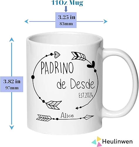 Miniatura 5 de Juego personalizado de Bautizo Recuerdos Juego De 2 Tazas 2024, Padrinos De Bautizo Propuesta Set 2 Tazas Café 11Oz, Para Niño, Niña, Propuesta de