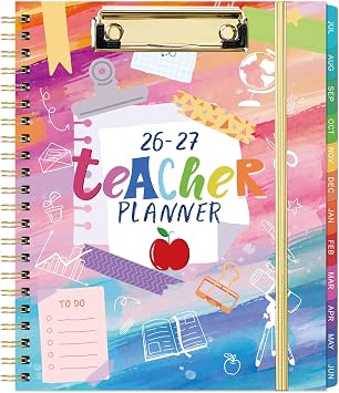 Teacher Planner 2026-2027 - Teacher Lesson Planner, July 2026 - June 2027, 9" x 11", 2026-2027 Academic Planner Weekly and Monthly, Lesson Plan Book for Teachers, Colorful Tabs, Inner Pocket, Clipboard