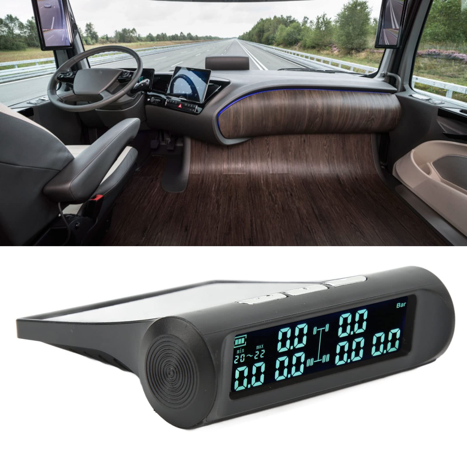 6-kołowy System Monitorowania Ciśnienia w Oponach, USB Zasilany energią słoneczną Detektor TPMS z Wyświetlaczem LCD, 8bar RV Solar Charge Monitor Ciśnienia w Oponach do Kamperów,