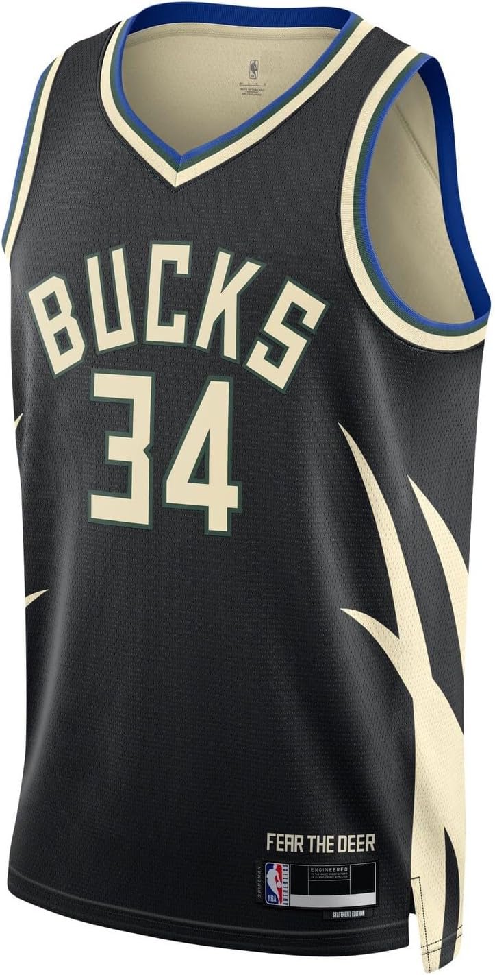 Giannis Antetokounmpo Milwaukee Bucks NBA Kids Youth 8-20 Black Statement Edition Swingman Jersey - Image 2