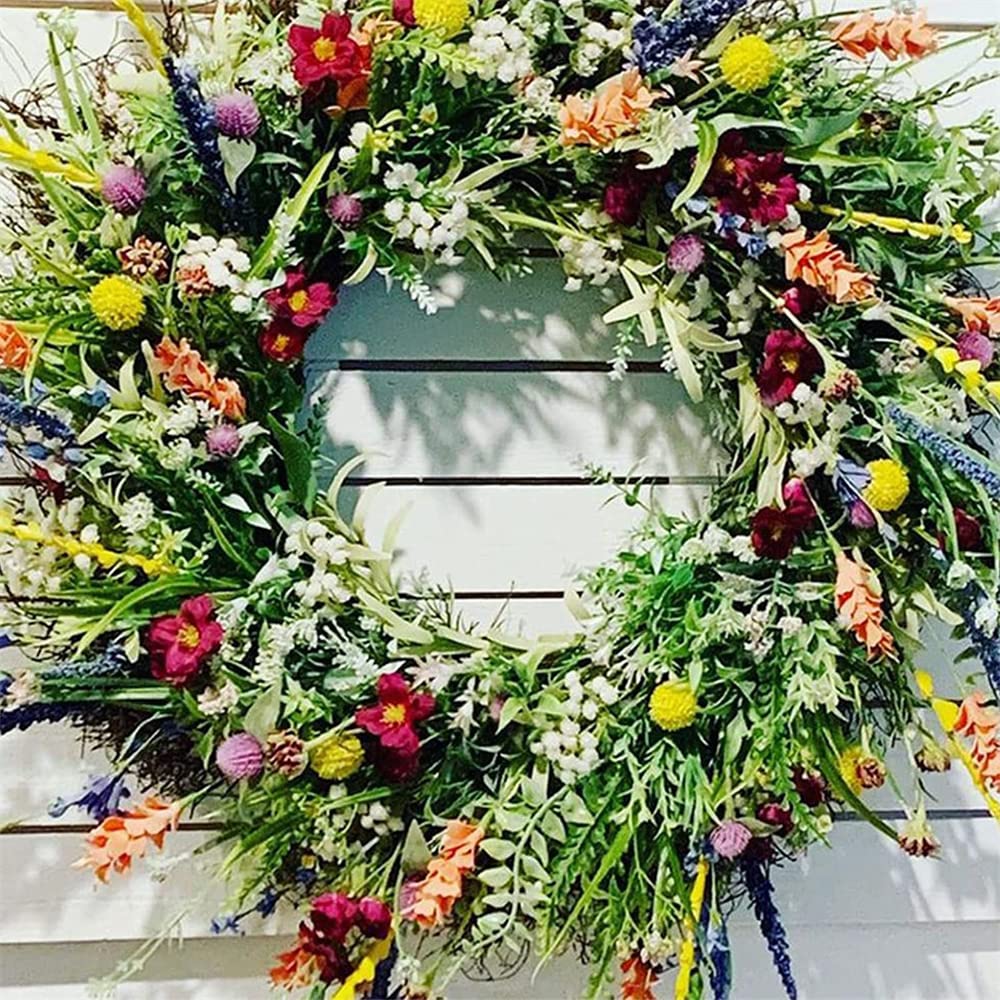 Ghirlanda Primaverile Di Fiori Artificiali | Diametro 45 Cm | Per Porta D'ingresso E Finestre | Decorazione Casa Tutto L'anno