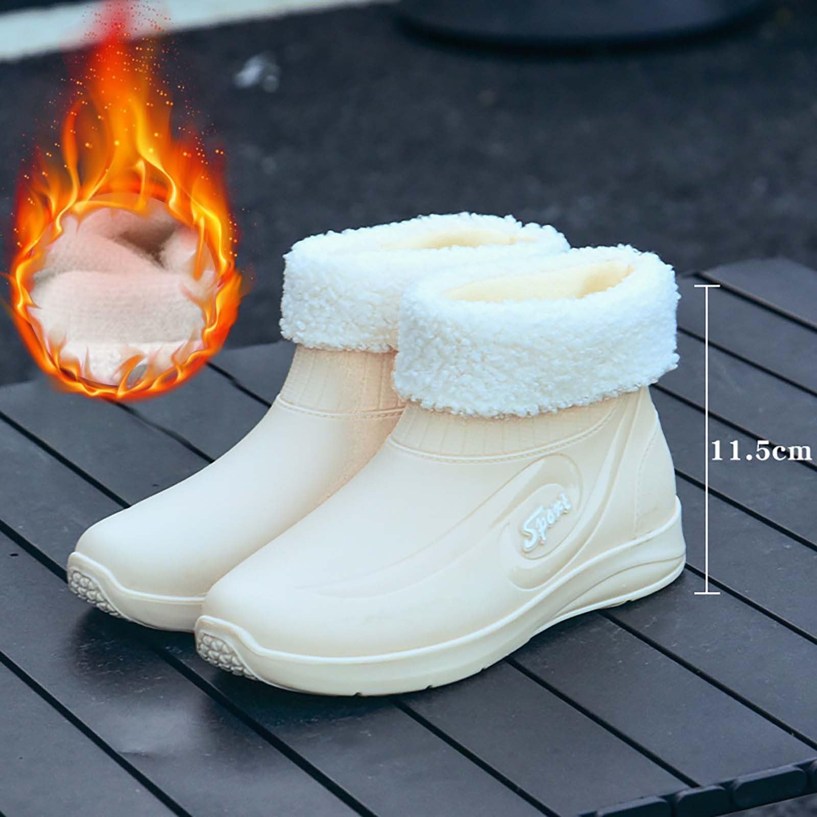 Botas de goma cortas para mujer, botines de goma impermeables, forradas, botas de lluvia, botas de lluvia, botas de lluvia, antideslizantes, botas de jardín, botas de lluvia