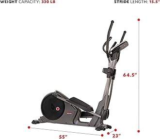 Sunny Health & Fitness Magnetic Elliptical Trainer Machine w/Device Holder, Programmable Monitor and Heart Rate Monitoring, 330 LB Max Weight - SF-E3912