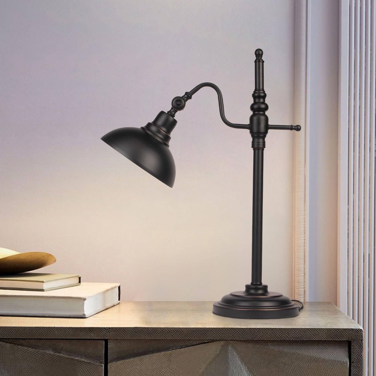Industrielle Schreibtischlampe, Schwarze Metall Arbeitslampen, Verstellbare RustikaleModerne Tischlampe, Vintage MetallAugenschonende Leselampe für Büro WohnzimmerWohnheim
