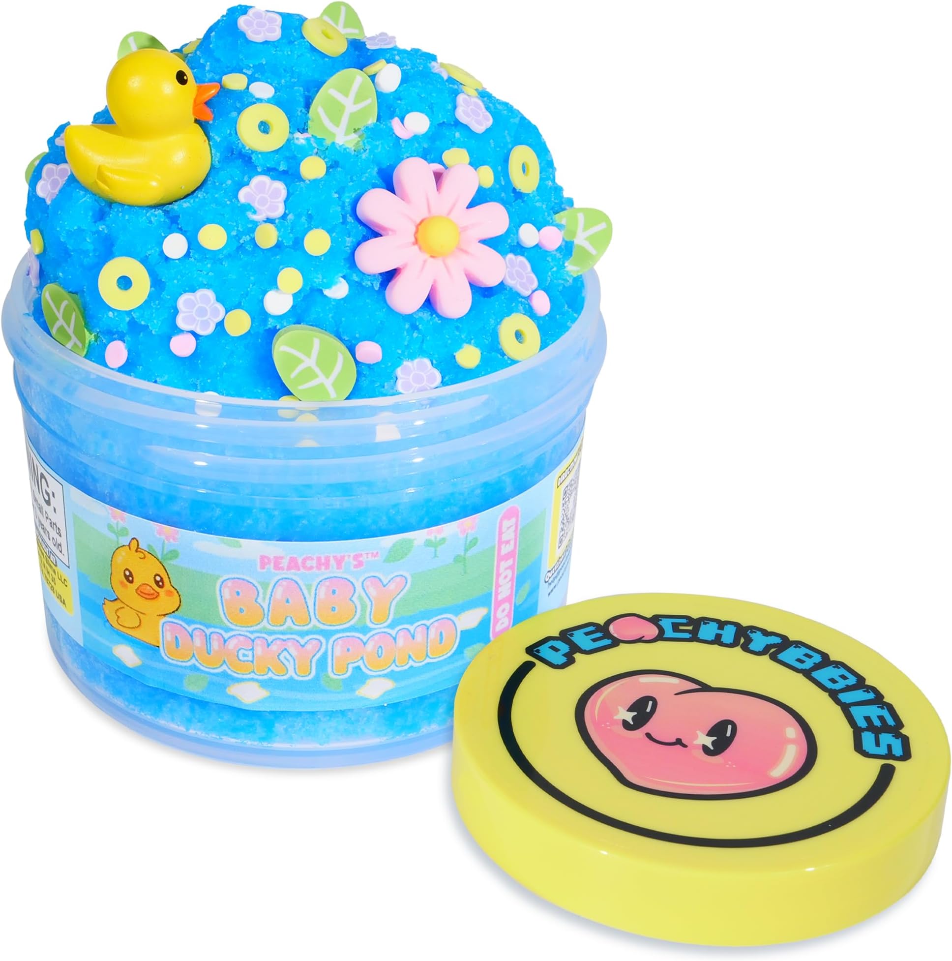 Peachybbies Slime Baby Ducky Pond Cloud Slime, Made in USA, 100% Authentic Peachybbies, 7 oz., Scented, Easter Basket Stuffers, ASMR, Fidget Toys