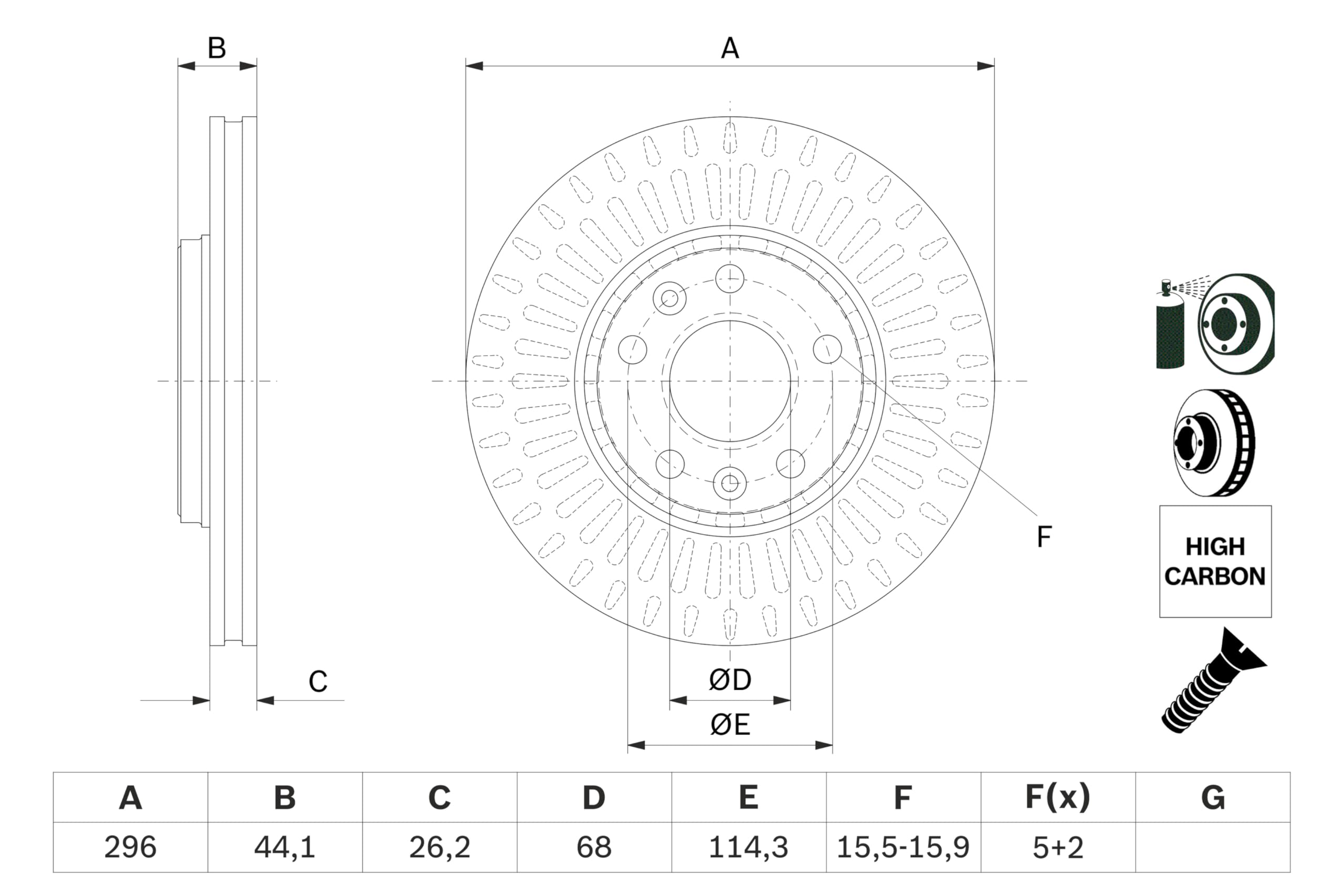 BOSCH Set Dischi Freno BD2709 - Dischi Freno Ventilati di Ghisa di 296mm - Asse Anteriore - Conformi al regolamento ECE-R90 - Resistente a Surriscaldamento e Corrosione - 2 Dischi