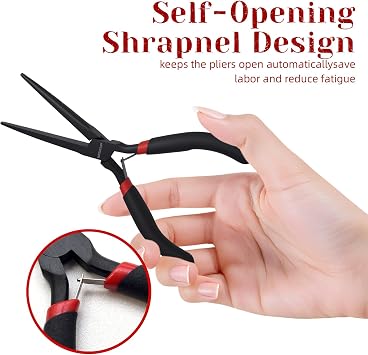 WISEUP 6 Mini Needle Nose Pliers Set,2pcs Small Long Reach Bent Pliers