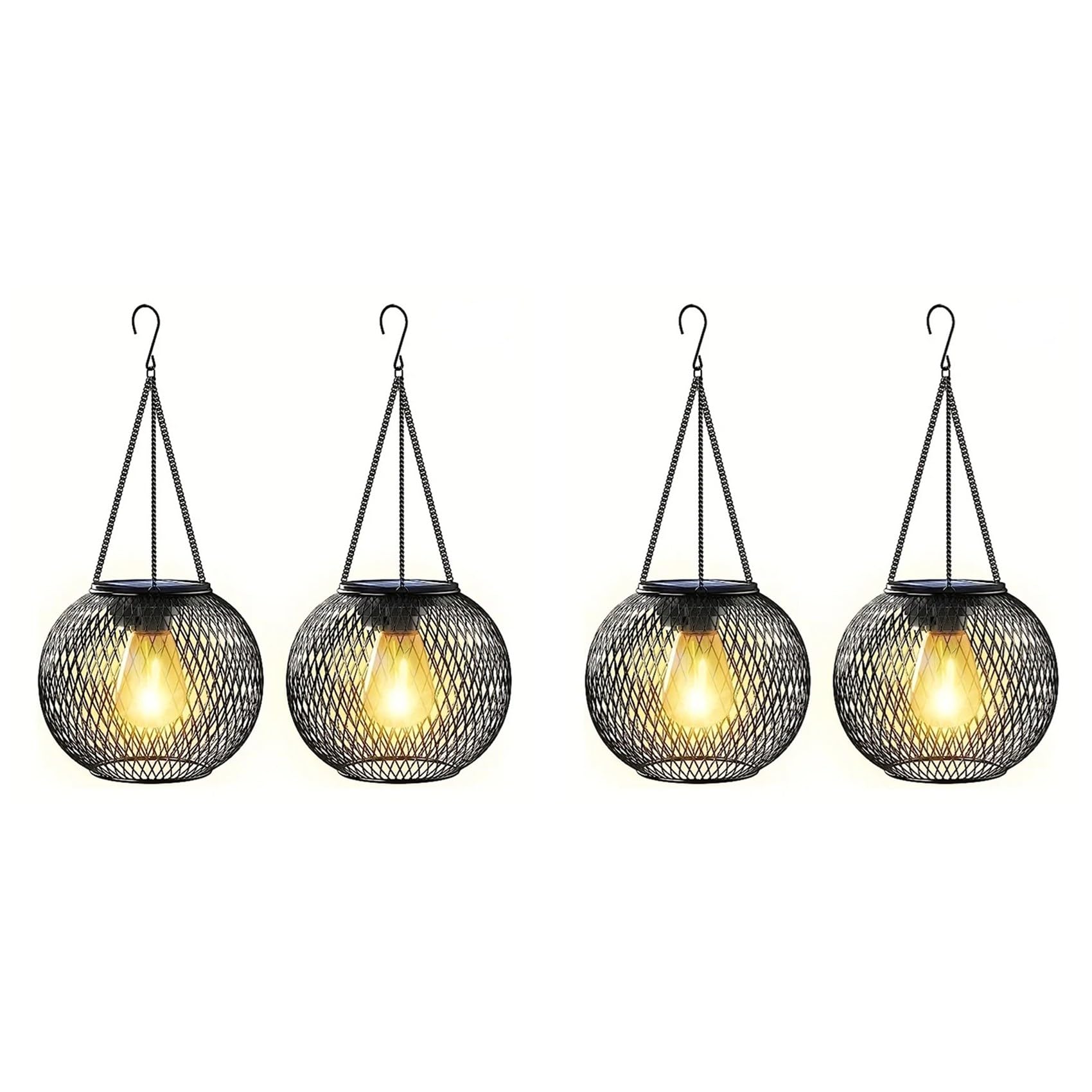 Vjsujehgy 4PCS Outdoor Solar Lanterns Light Hanging Solar Lights Decorative LED Lighting Metal Waterproof Tree Light