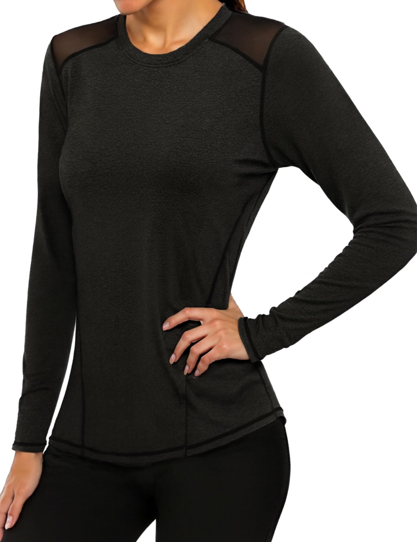 Gyabnw Sport Langarmshirt Damen Shirt Fitness Funktionsshirt Laufshirt Wandershirt Sportbekleidung Activewear Oberteile
