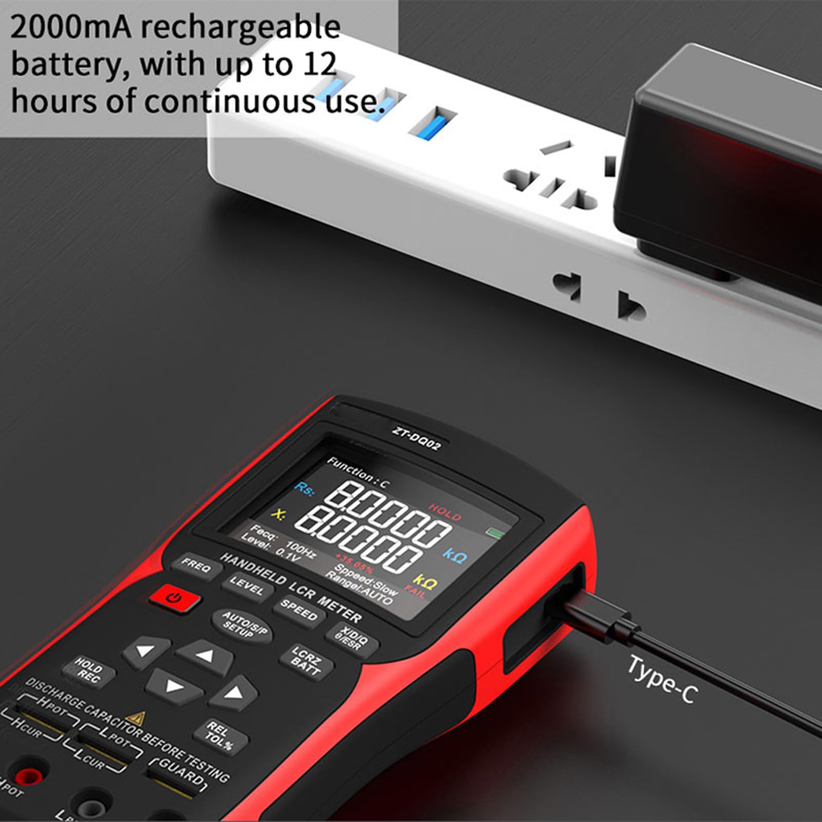 Karlak Testeur de Multimètre Numérique, Testeur de Batterie Double Mode à écran LCD, Mesure 0,01 Ω – 10 MΩ, 1 PF – 100 MF avec 5 Modes de Fréquence de 100 Hz à 100 KHz pour les