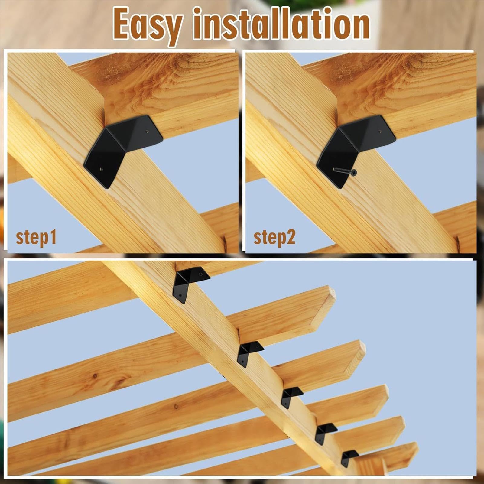 Staffe angolari – 3,8 x 5 cm, staffe a L in acciaio resistente, 12 staffe angolari in acciaio per tetto, connettori regolabili per tetto, hardware per pergola, gazebo, ringhiera, recinzione, soffitto