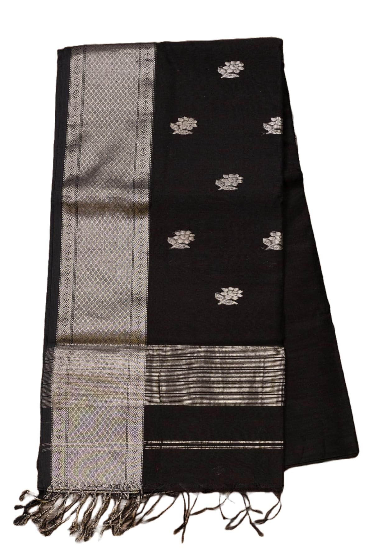 GenericSwadesh Souq | BLACK MAHESHWARI SILKCOTTON ELEGANCE