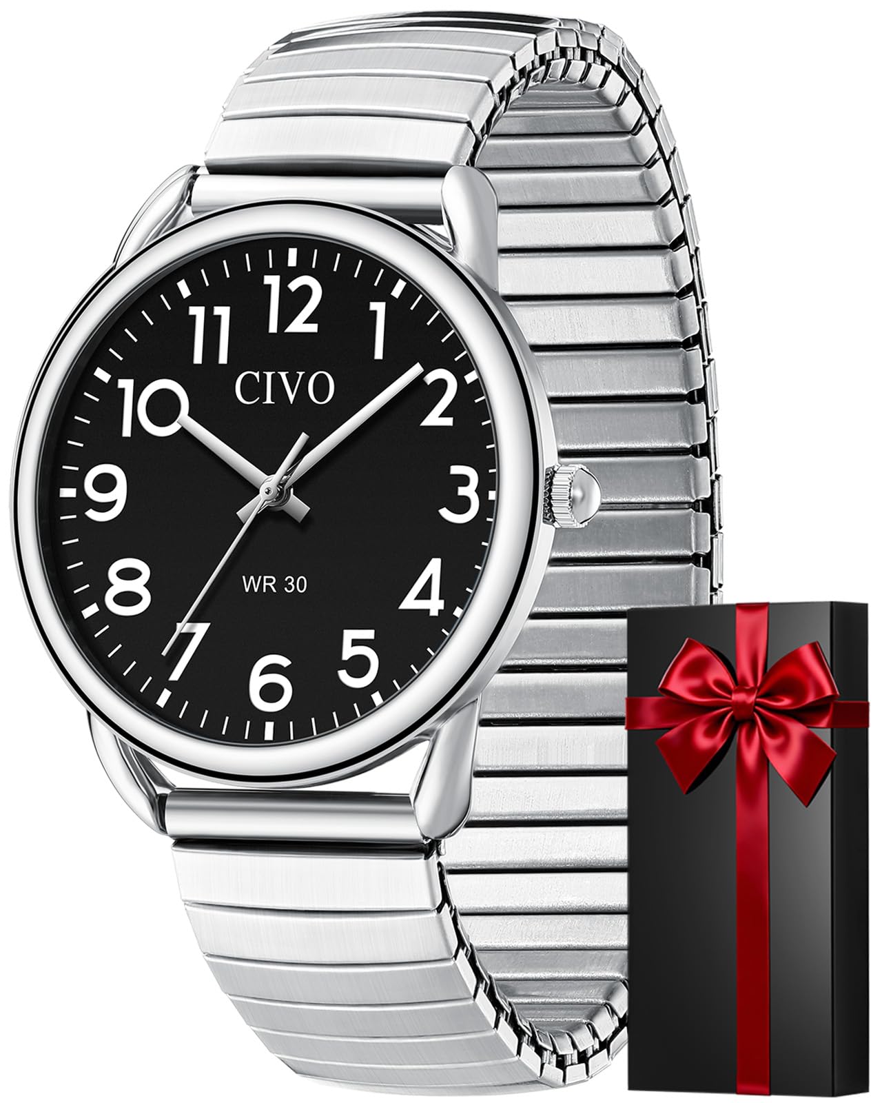 CIVO Gut Ablesbar Herren Uhren: Einfach Groß Ziffernblatt Armbanduhr - Wasserdicht Klassische Analog Quarzuhr Geschenke für Senioren mit Sehschwäche