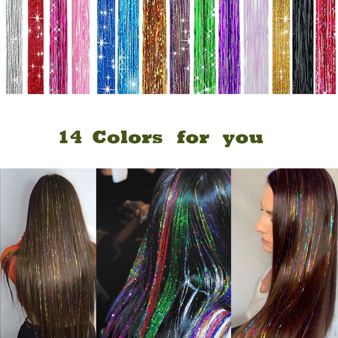 Hair Tinsel Kit Fairy Tinsel Hair Extensions with Tools - Image 3
