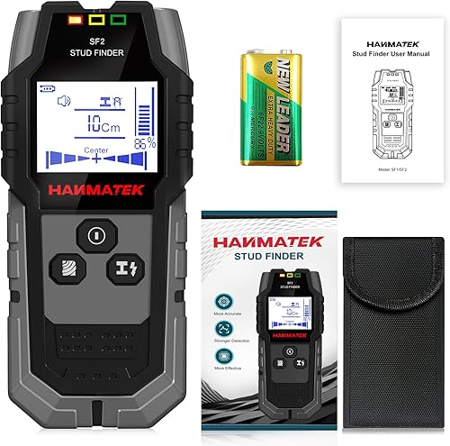 Miniatura 16 de HANMATEK Detector de escáner de pared con sensor inteligente profesional, alarma de audio y pantalla LCD HD, herramienta 5 en 1 mejorada de madera