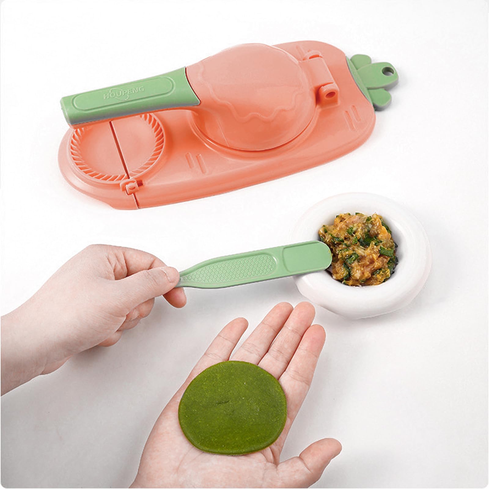 Maquina Molde Empanadillas, 2 En 1 Máquina de Bolas de Masa Hervida, Aparato de Cocina para Hacer Albóndigas, Fácil de Usar, para Hacer Aalbóndigas (Rosa)