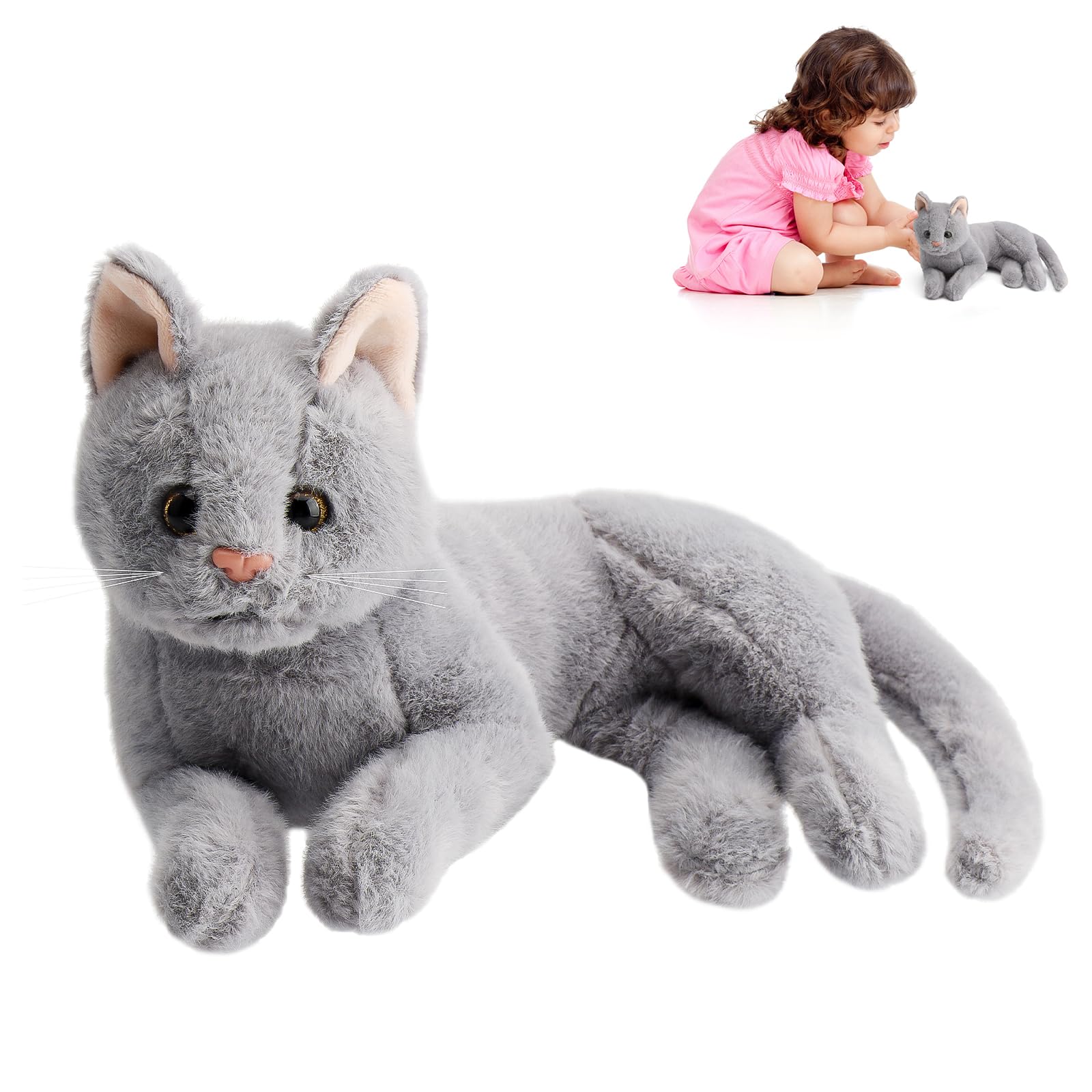 peluche realista de gato, juguete para niños y niñas, regalo para cumpleaños o día del niño