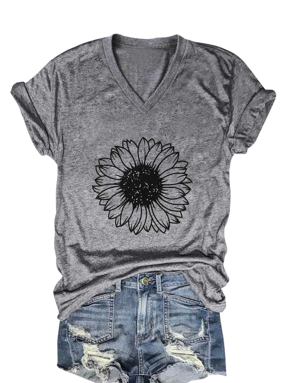 MZEAZRKWomen Summer Beach Tops Trees Print V Neck Short Sleeve Coconut Tree T Shirt Funny Graphic Tees