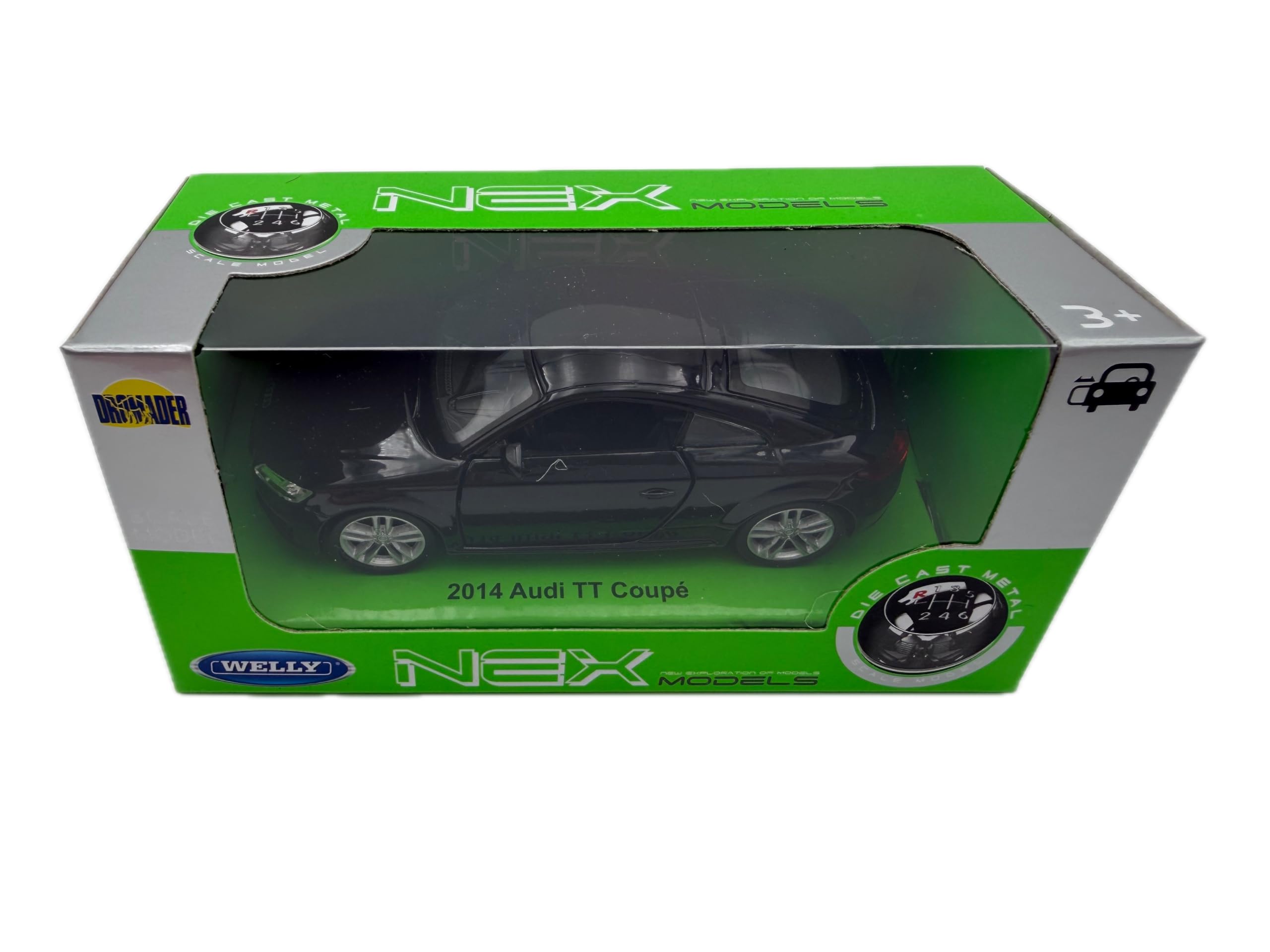 DROMADER Audi TT Coupé 2014, modèle réduit 1:39, Noir - Modèle de Collection détaillé Welly | Véhicule Miniature