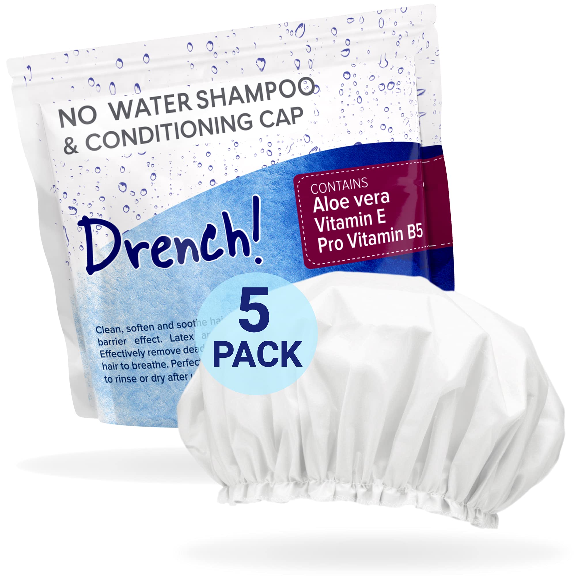 5 x Luxury No Rinse Shampoo Caps Waterless Shampoo and Conditioner in