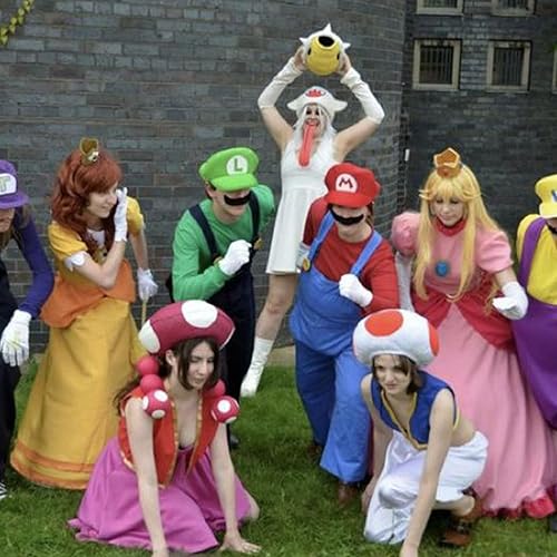 Miniatura 2 de Avafierce Sombreros de hongos de anime Bros Gorras lindos sombreros rojos y verdes sombreros de Halloween Coplay sombrero para adultos niños